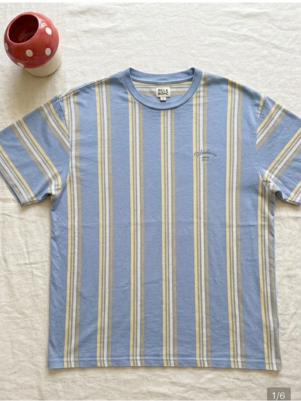 Billabong Light Blue, Yellow & Cream Striped Tee